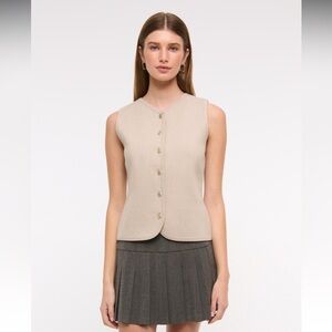 Abercrombie & Fitch Beige Sand High-V LuxeLoft Sweater Vest